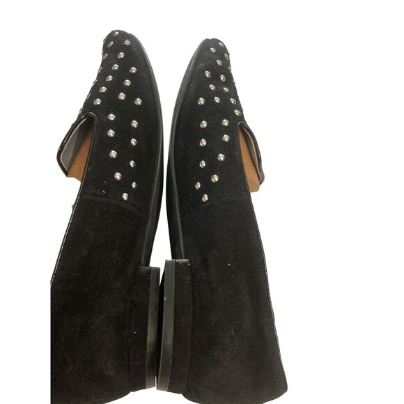 Tesori women's size 8W (Wide) Black Suede Slip-On silver Studded Loafers Shoes - Picture 6 of 8